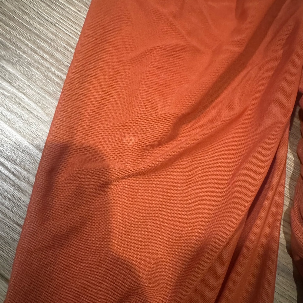 Lulu's Rust Orange Off-Shoulder Ruched Drawstring Crop Top - Picture 2 of 5